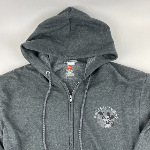 Disney Parks Hanes Jacket Womens Medium Gray Full Zip Hooded Mickey Mouse - Picture 3 of 9